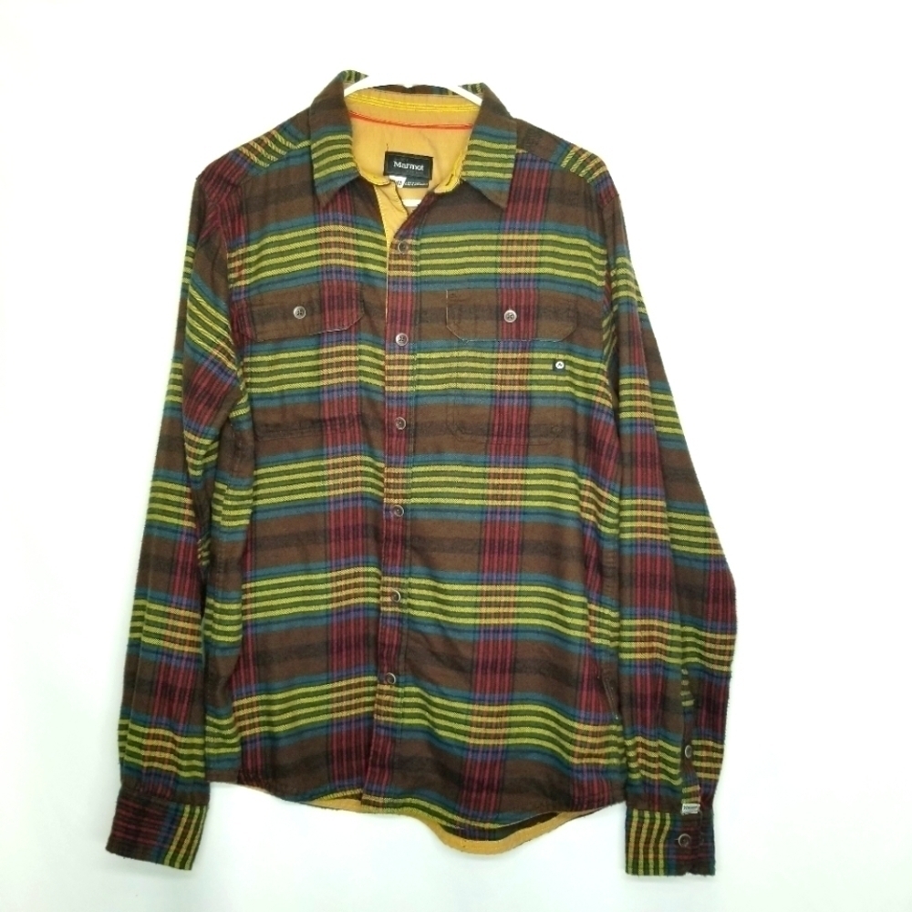 MARMOT DEL NORTE FLANNEL LS Men's Button Down Soft Lightweight Sz M